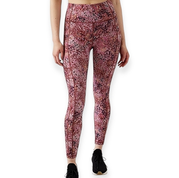Athleta Women's Ultimate Stash Textured 7/8 Tight Rose Dot Graphic M - Picture 1 of 4